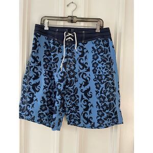 OP vintage bright blue and navy floral board shorts 34